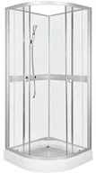 Kabiny prysznicowe - Novoterm Kerra Classic White 80x80 profil satyna szkło transparentne/białe + brodzik - miniaturka - grafika 1