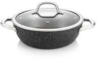 Patelnie - Tescoma Patelnia głęboka PRESIDENT Stone z pokrywką 24 cm - miniaturka - grafika 1