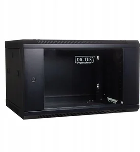 Digitus Szafa wisząca jednosekcyjna 19 4U 279/600/450mm, drzwi szklane, czarna (RAL 9004) - Szafy rack - miniaturka - grafika 2