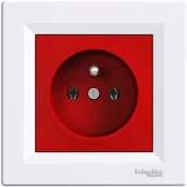 Gniazdka elektryczne - Schneider Asfora gniazdo podtynkowe pojedyncze z uziemieniem czerwono-białe EPH2800421 - miniaturka - grafika 1