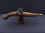 Repliki - broń - Denix SA REPLIKA BRYTYJSKI PISTOLET SKAŁKOWY NA STOJAKU MODEL 1196L+800 1196L+800 - miniaturka - grafika 1