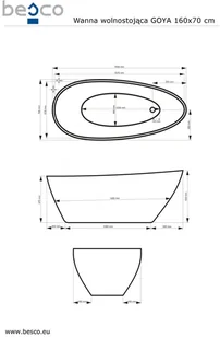 Besco Wanna wolnostojąca Goya 160x70 cm + - Wanny - miniaturka - grafika 6