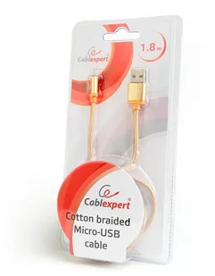 Gembird kabel micro USB 2.0 AM-MBM5P 1.8M oplot,wtyki w osłonie metalowej,złoty CCB-mUSB2B-AMBM-6-G - Kable USB - miniaturka - grafika 2