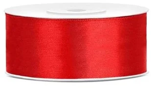 PartyDeco Tasiemka satynowa, czerwona, 25 mm / 25 m TS25-007 - Pasmanteria - miniaturka - grafika 3
