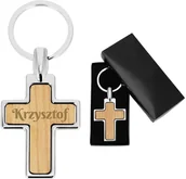 Breloki - Brelok Krzyżyk drewno Grawer - miniaturka - grafika 1