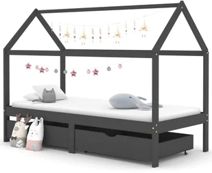 VidaXL Lumarko Łóżko dziecięce z szufladami ciemnoszare, lita sosna, 90x200 cm! 322144 VidaXL - Łóżka dla dzieci i młodzieży - miniaturka - grafika 2