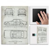Plakaty - Pix4home Plakat metalowy Mercedes-Benz W124 Projekt Vintage L POS-L-02572 - miniaturka - grafika 1