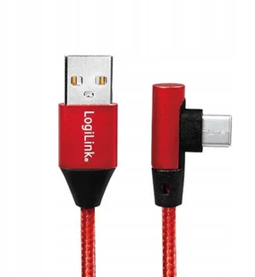 LogiLink Kabel USB 2.0 CU0146 USB A USB-C M/M kątowy czerwony 1m CU0146 - Huby USB - miniaturka - grafika 4