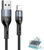 Kable USB - USAMS Kabel lightning pleciony 2A Iphone czarny 1m - miniaturka - grafika 1