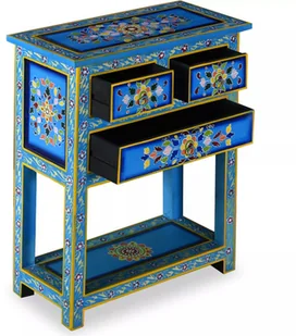 vidaXL Szafka z szufladami, drewno mango, turkusowa, ręcznie malowana - Komody - miniaturka - grafika 6