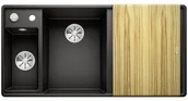 Zlewozmywaki - Blanco Zlewozmywak Axia III 6 S-F Silgranit PuraDur Czarny + deska jesionowa 525855 - miniaturka - grafika 1