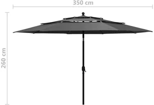 vidaXL 3-poziomowy parasol na aluminiowym słupku, antracytowy, 3,5 m 313878 - Parasole ogrodowe - miniaturka - grafika 8
