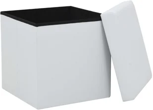 vidaXL Składane stołki ze schowkiem, 2 szt., ekoskóra, 38x38x38 cm vidaXL - Pufy i podnóżki - miniaturka - grafika 5