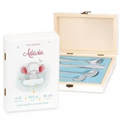 Sztućce dla dzieci - Murrano Zestaw Sztućców Dla Dzieci W Drewnianym Etui Nadruk Słonik SZT-ANIMALS_DRW-UV-022 - miniaturka - grafika 1