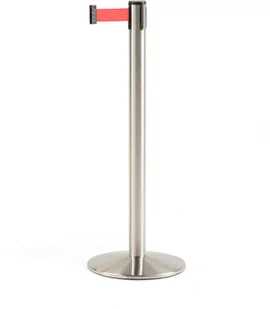 AJ Taśmowy system wygrodzenowy 3650 mm stal szczotkowana taśma czerwona 312413 - Wyposażenie miejsc publicznych AJ Taśmowy system wygrodzenowy 3650 mm stal szczotkowana taśma czerwona 312413 - Wyposażenie miejsc publicznych - miniaturka - grafika 1