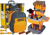 Mały majsterkowicz - LEANToys Zestaw Narzędzi W Plecaku Warsztat Pomarańczowo Szary - miniaturka - grafika 1