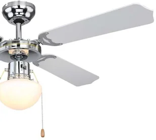 Globo Lighting LAMPOWENTYLATOR sufitowy CHAMPION 0309CSW metalowa OPRAWA plafon WIATRAK z regulacją obrotów mosiądz czarny biały 0309CSW - Wentylatory sufitowe - miniaturka - grafika 3