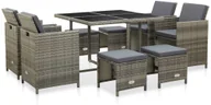 Meble ogrodowe - vidaXL 9-cz. zestaw mebli ogrodowych z poduszkami, rattan PE, szary - miniaturka - grafika 1