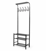 Wieszaki i stojaki - Compactor Wieszak z półkami na buty metalowy, czarny - miniaturka - grafika 1