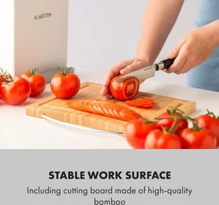 Klarstein Klarstein Kitano Plus 9-częściowy zestaw noży blok nożowy bambusowa deska do krojenia kolor biały KG10-Kitano Plus - Noże kuchenne - miniaturka - grafika 2