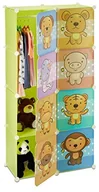 Półki i regały dla dzieci - Relaxdays Regał z motywem zwierzęcia, tworzywo sztuczne regał wtykowy m. drzwi, pokój dziecięcy szafa na ubrania m. drążek na ubrania, kolorowy dziecięcy  10021965 - miniaturka - grafika 1