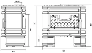 Invicta Piec kominkowy ANGOR 9186-44 9186-44 - Wkłady kominkowe - miniaturka - grafika 3