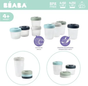 Beaba Zestaw słoiczków Clip 8 szt. (4x150ml + 4x250ml) solution-bc-7164-0 - Akcesoria do karmienia - miniaturka - grafika 3