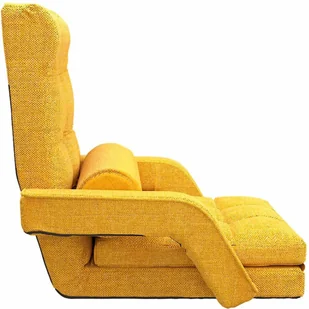 VidaXL Lumarko Składane krzesło podłogowe z funkcją spania, musztardowe 336528 VidaXL - Szezlongi - miniaturka - grafika 5