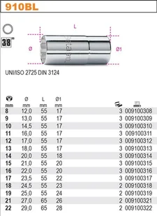 Beta NASADKA 3/8" DŁUGA 14MM 910BL/14 - Klucze i nasadki - miniaturka - grafika 2