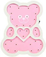 Akcesoria do oświetlenia - Polux Lampa do gniazdka 2xAA drewniana led Miś różowy 310668 SANICO 310668 - miniaturka - grafika 1