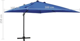 vidaXL Parasol wiszący z lampkami LED i słupkiem, lazurowy, 300 cm 312349 - Parasole ogrodowe - miniaturka - grafika 11