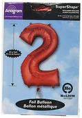 Balony i akcesoria - Amscan Balon foliowy nowość duże liczby 2 Czerwony, 53 x 88 cm 2827701 - miniaturka - grafika 1