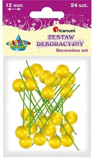 Dekoracje kulki na piku żółte a"24szt 1,2cm - Dekoracje domu - miniaturka - grafika 3