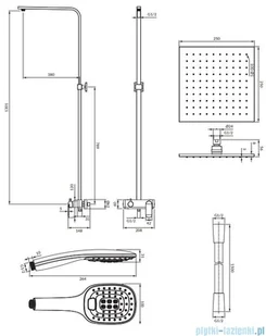 Omnires Sacramento zestaw prysznicowy natynkowy czarny mat SC2344BL | - Zestawy prysznicowe - miniaturka - grafika 2