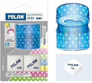 Milan Temperówka DUET niebieska + 2 gumki - Temperówki - miniaturka - grafika 2