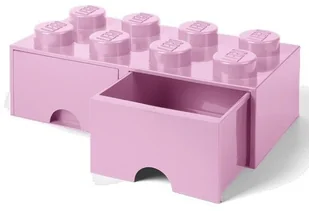 Lego LEGO Brick szuflada 8 przyciski, 2 szuflady, pudełko do przechowywania można układać w stos, 9,4 L, Light Pink, 222  światła Fioletowy 40061738 - Pudła i pojemniki do przechowywania - miniaturka - grafika 2