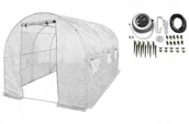 Szklarnie ogrodowe - 4iQ Tunel Foliowy 2x3,5m Biały + Automat Do Nawadniania 10pkt - miniaturka - grafika 1