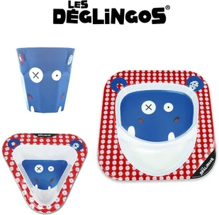 LES DEGLINGOS 3 częściowy zestaw z melaminy Hipopotam Hippipios - Miseczki i talerzyki dla dzieci - miniaturka - grafika 2