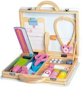 Zabawy w naśladowanie dorosłych - Bino Zestaw lekarski w drewnianej walizce, 16 szt. - miniaturka - grafika 1
