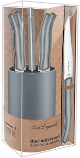 Amefa Lou Laguiole Zestaw noży do steków Jet z blokiem, 6 szt., szary skaj - Noże stołowe - miniaturka - grafika 5