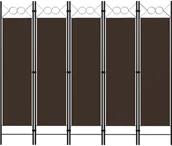 Parawany - vidaXL Parawan 5-panelowy, brązowy, 200 x 180 cm vidaXL - miniaturka - grafika 1