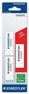 Gumki biurowe - Staedtler 526 b20bk3p gumka Rasoplast phtalat i lateksu, 65 X 13 X 23 MM, 3 sztuki w kartę blistrową, 1 sztuki gratis, biały 4007817524084 - miniaturka - grafika 1