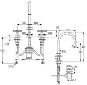 Baterie umywalkowe - Kludi Nova Fonte Classic Bateria umywalkowa wysoka 3-otworowa chrom 201430520 - miniaturka - grafika 1