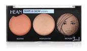 Bronzery i konturowanie twarzy - HEAN HEAN - SHAPE &amp; GLOW PALETTE 3 IN 1 -  Profesjonalna paleta modelująca 3 w 1 - miniaturka - grafika 1