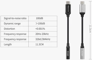 Nillkin Adapter HiFi Headphone Amplifier wzmacniacz słuchawek audio USB-C- Mini Jack 3,5 mm (Czarny) NILADAHIFIDECODE.BLK - Ładowarki do telefonów - miniaturka - grafika 3