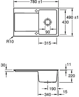 Villeroy & Boch Siluet 45 Flat 33342FR1 - Zlewozmywaki - miniaturka - grafika 4