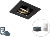 Oprawy, klosze i abażury - QAZQA Kwadratowa oprawa do wbudowania czarna regulowana GU10 WiFi - Artemis - miniaturka - grafika 1