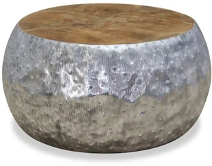 vidaXL Stolik kawowy, aluminium, drewno tekowe, 60 x 30 cm - Ławy i stoliki kawowe - miniaturka - grafika 5