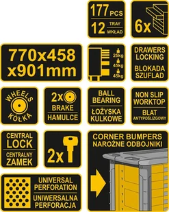 656 65669918 Wózek szafka serwisowa z narzędziami 6 szuflad 177 narzędzia wymiary 90,1x77x45,8 cm) 69918-uniw - Podnośniki 656 65669918 Wózek szafka serwisowa z narzędziami 6 szuflad 177 narzędzia wymiary 90,1x77x45,8 cm) 69918-uniw - Podnośniki - miniaturka - grafika 5