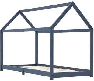 vidaXL Rama łóżka dziecięcego, szara, lite drewno sosnowe, 90 x 200 cm vidaXL - Łóżka dla dzieci i młodzieży - miniaturka - grafika 3